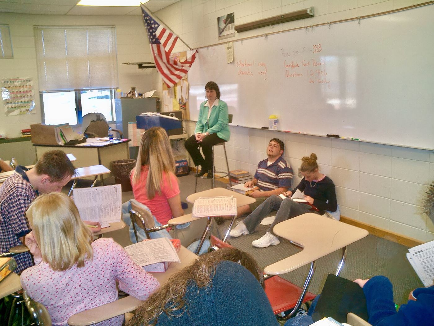 Teacher and students using classroom technology