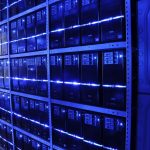 Rows of servers in a data centre