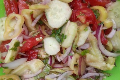 bowl of fresh vegetables with olive oil